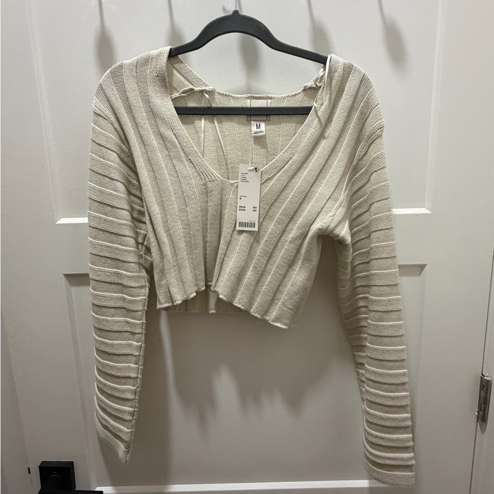NWT BDG Ribbed V-Neck Knit Cropped Sweater